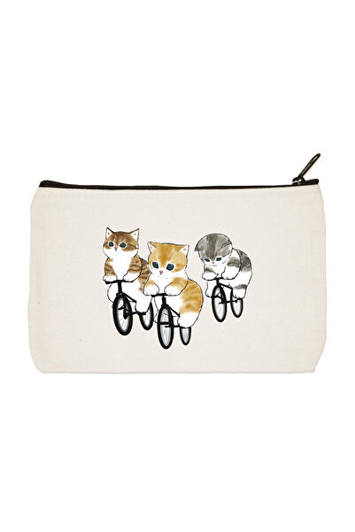 designedfy Чанта за грим, молив, чанта, портфейл от плат с щампа Cyclist Cats 4