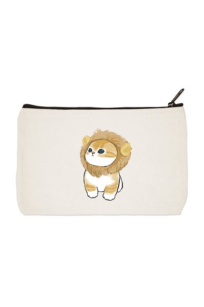 designedfy Lion Mane Cat Printed υφασμάτινη τσάντα μακιγιάζ, θήκη για στυλό, τσάντα χειρός, πορτοφόλι