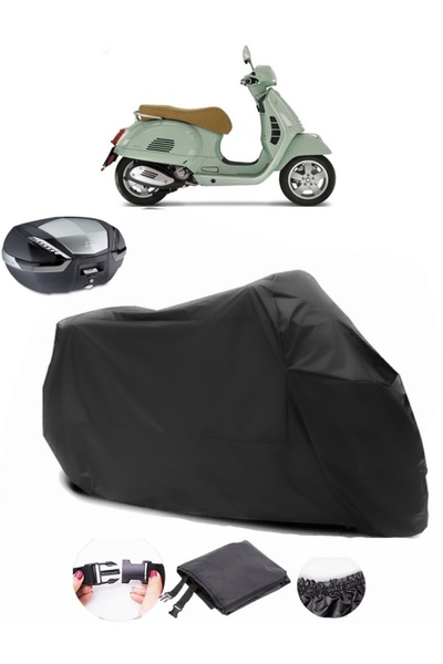 AutoEN حقيبة خلفية متوافقة مع Vespa GTS 300، مشمع أسود للدراجات النارية، نسيج...