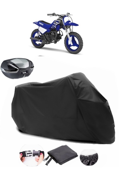 AutoEN Yamaha PW 50 Rear Bag Compatible Black Motorcycle Tarpaulin Waterproof Durable Fabric