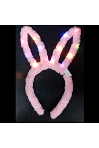 kidspartim Pembe Tavşan Peluş Işıklı Taç 13x10 cm