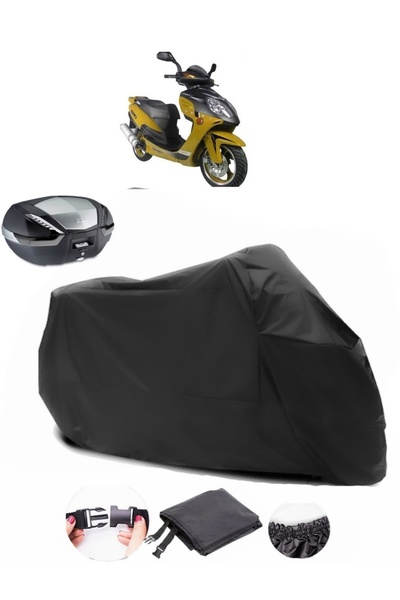 AutoEN Yuki YK150T-20 Rear Bag Compatible Black Motorcycle Tarpaulin Waterpro...