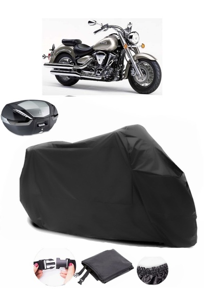 AutoEN Yamaha Wild Star XV 1600 Rear Bag Compatible Black Motorcycle Tarpauli...