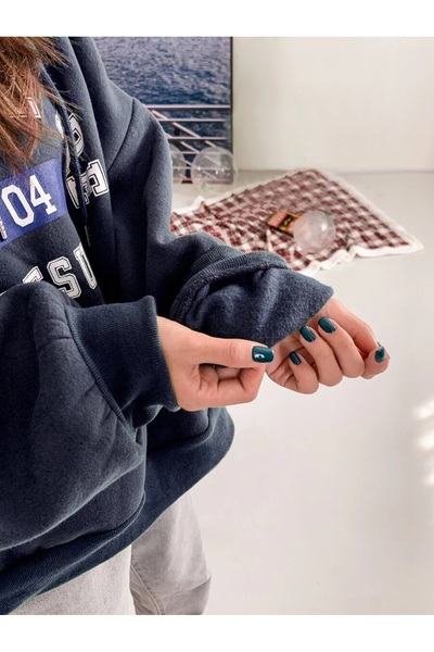 MOONBULL Unisex Suppose Pre Baskılı Gri Kapüşonlu Sweatshirt