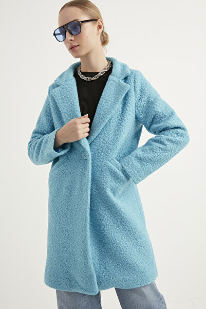 MEECY Γυναικείο Baby Blue Boucle παλτό