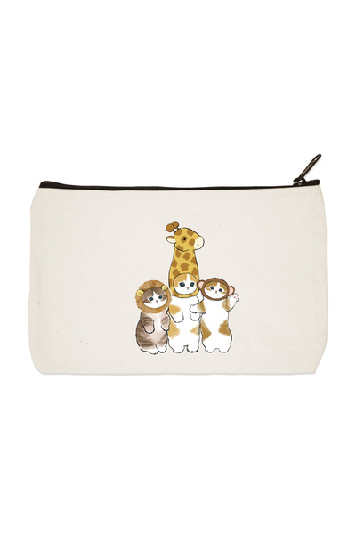 designedfy Шапка с жираф, котка и приятели, чантичка за гримове, молив, чанта, портфейл от плат с щампа