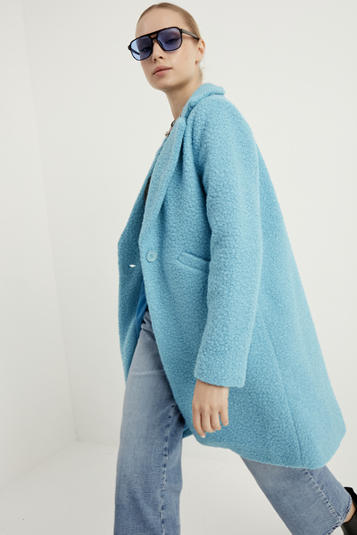 MEECY Γυναικείο Baby Blue Boucle παλτό
