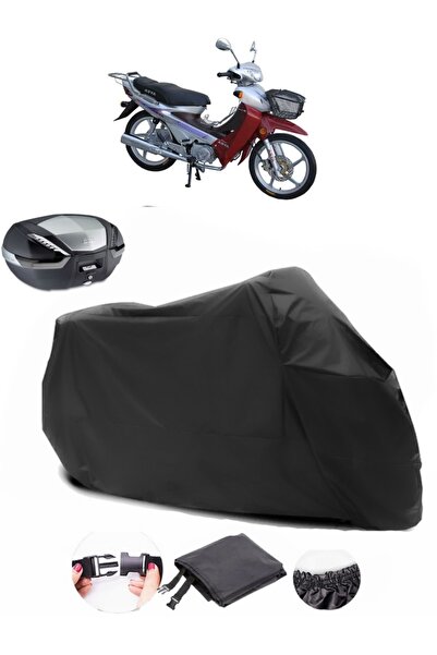 AutoEN Asian AS 110-8 Rear Bag Compatible Black Motorcycle Tarpaulin Waterpro...