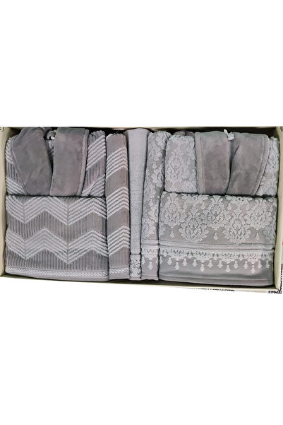 Özdilek Tappeto Aile Bornoz Seti Antrasit-Gri