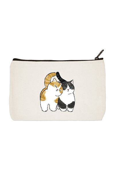 designedfy Sassy Cats 2 Printed υφασμάτινη τσάντα μακιγιάζ, θήκη για στυλό, τσάντα χειρός, πορτοφόλι