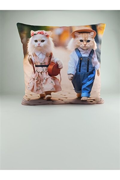 Mrs.Gugar وسادة رمي منقوشة على شكل قطة - حافظة موديل 98