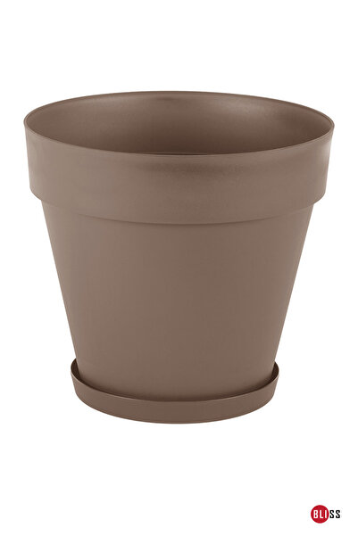 Bliss 23 lt Mocha Renk Tabaklı Izgaralı Dekoratif Plastik Yalı Saksı