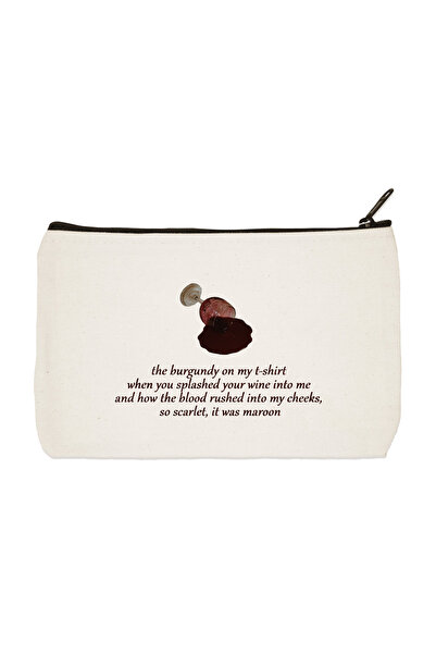 designedfy Несесер за грим, калъф за моливи, чанта с кестеняв принт от плат