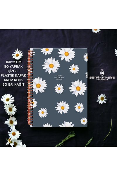 SEYFİKİRTASİYE STRIPED 16x22 CM 80 SHEETS PLASTIC COVER WIRE NOTEBOOK CREAM COLOR 60 GR LIGHT PAPER