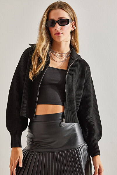 Bianco Lucci Women's Zippered Knitwear Cardigan