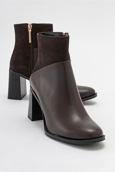LuviShoes Hnědé dámské kozačky na podpatku ROPA