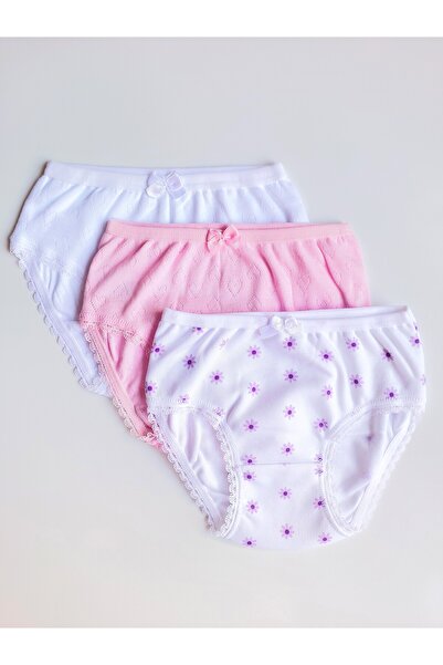 ÇebiKids مجموعة من 3 سراويل داخلية/سراويل داخلية بأنماط مختلفة للفتيات 100% قطن