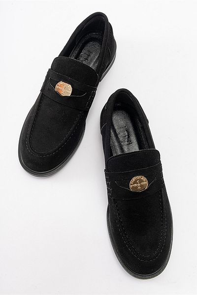 LuviShoes BLOSS Μαύρο Suede Γυναικείο Loafer