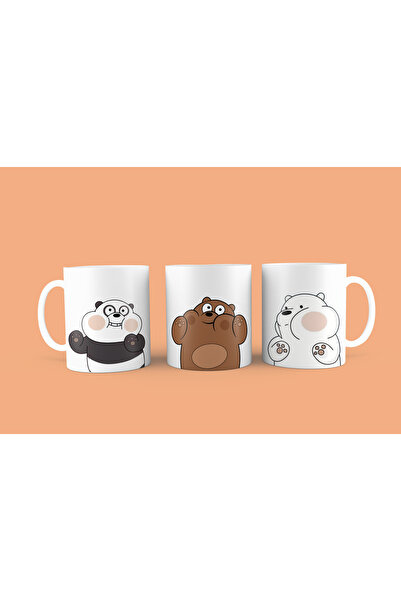 designedfy Ayılar 3'lü Set Baskılı Kupa Bardak