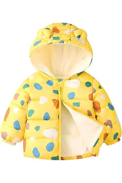 naynes Winter Coats for Babies, Boys and Girls, Hooded Fleece Jacket (90 cm-2 Years / Yellow)