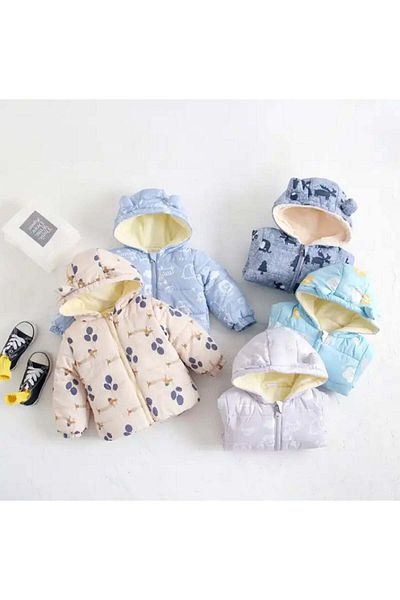 naynes Winter Coats for Babies, Boys and Girls, Hooded Fleece Jacket (100 cm-3 Years / Light Blue)