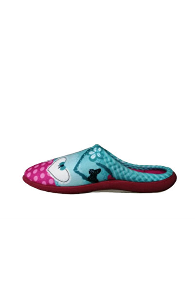 GEZER Kız Çocuk Mavi-Pembe Kedi Figürlü Ev Içi Ultra Hafif Kaymaz Taban Kız Çocuk Terliği