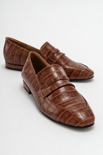 Niloshka ORFEO Tan Crocodile Loafer Casual Women's Shoes