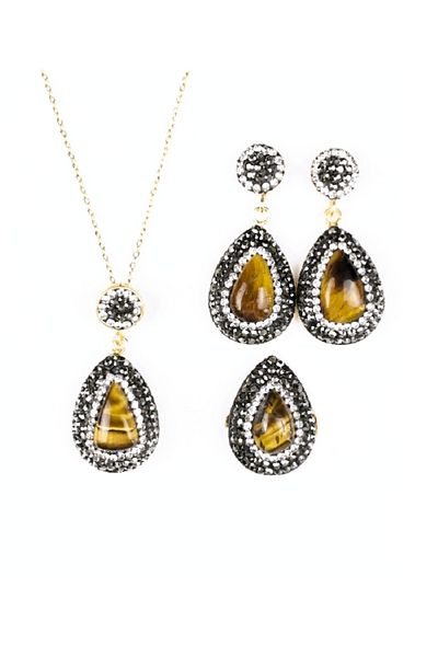 Pelek Butik Tiger Eye Natural Stone Triple Set DT005