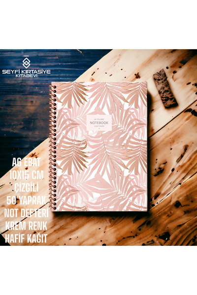 KESKİN COLOR 10x15 cm RIBBED 50 Sheets Lightweight Notepad La Plume Cardboard Cover Ring Notebook 70 gr Ivory Paper