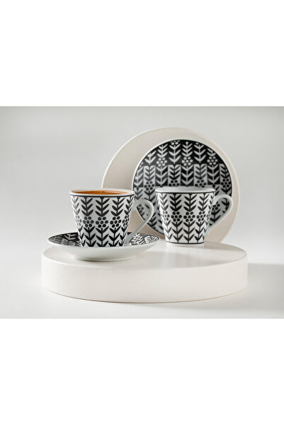 English Home Sunline 4 Parça 2 Kişilik Kahve Fincan Takımı 80 Ml Siyah