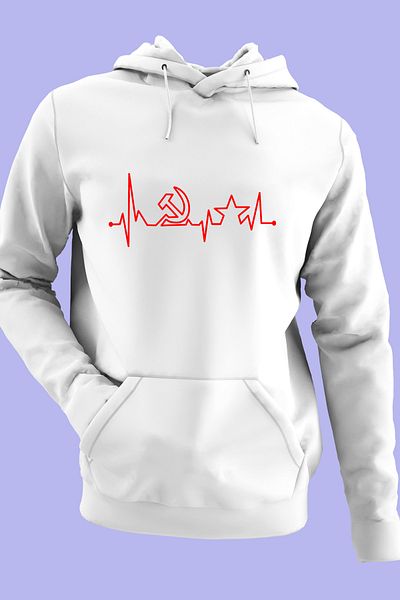 Raf Coll Φούτερ Unisex Oversize με κουκούλα Sickle Hammer Design Ψηφιακή εκτύπωση με δύο κλωστές Fleece
