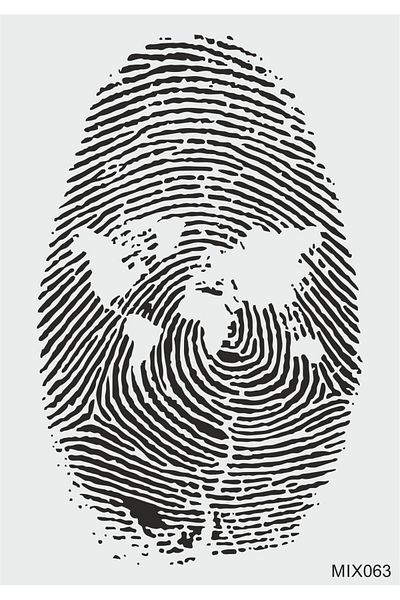 STENCİLTASARIM Stencil Design MIX063 Fingerprint Painting Template - Decorative Wall And Item Painting Templates