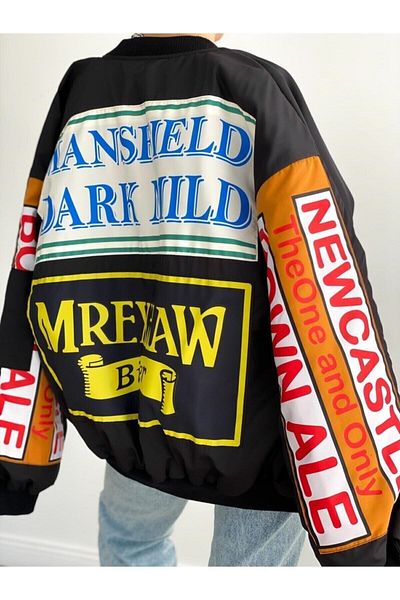 La Querta Schwarze Unisex-Bomberjacke „Mansfield Vintage“