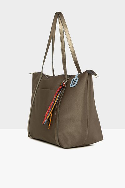 Bagmori Silver Women's Colorful Tassel Detailed Satin Tote Bag M000008174