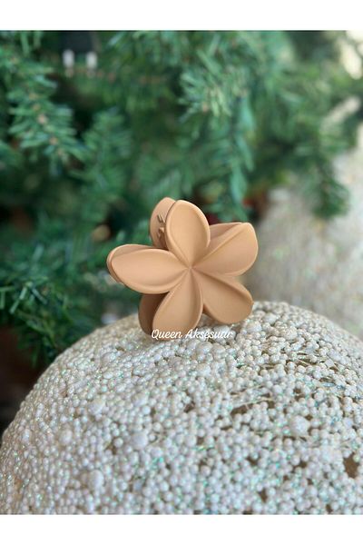 QUEEN AKSESUAR Imported luxury fashion trend matte color caramel brown aloha lotus flower women's child buckle large size