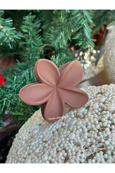 QUEEN AKSESUAR Imported luxury fashion trend matte color chocolate brown aloha lotus flower women's child buckle large size