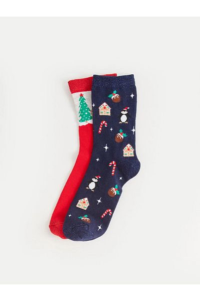LC Waikiki New Year's Themed Women's Socks 2 Pack