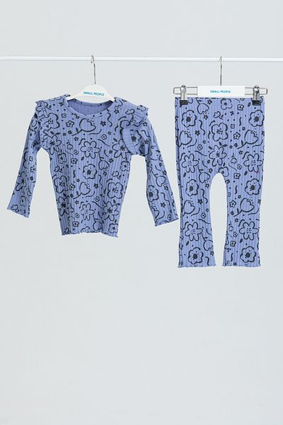 Çipil Purple Patterned Top and Tights Set