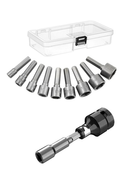 Depolife Somun Sökme Sıkma Torklu Makine için 9 adet lokma seti ve bits Adapt...