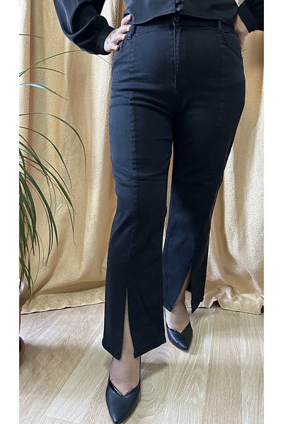 iconPARIS Front Slit Detail Large Size Black Trousers (38 Size-50 Size)