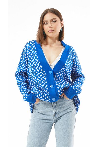 Azume Butik سترة تريكو مزدوجة اللون كبيرة الحجم