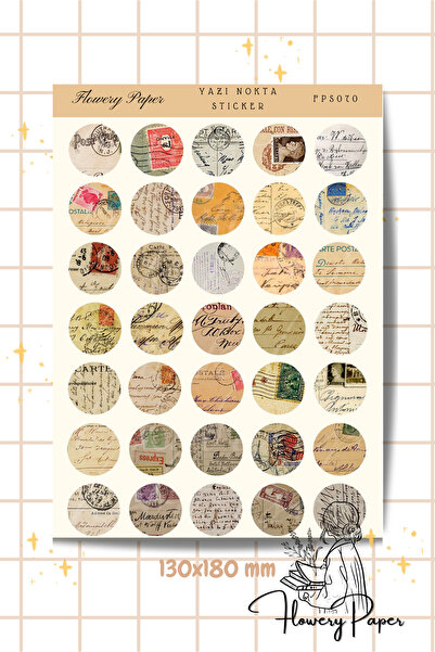 Flowery Paper Vintage Nokta Sticker-Defter ,Ajanda , Journal, Scrapbook için ...