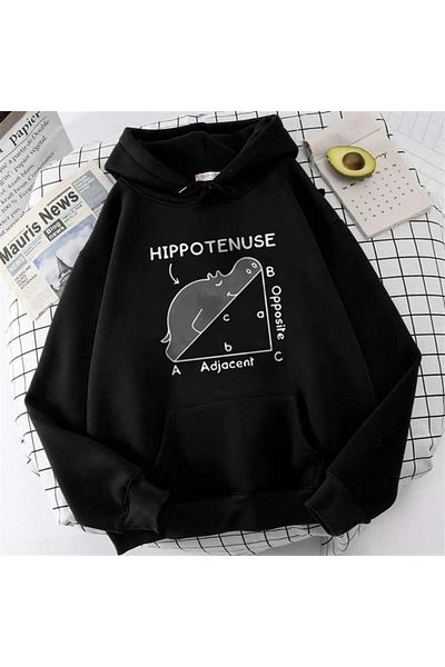 Touz Φούτερ με κουκούλα Hippotenuse εμπριμέ μαύρο Unisex Oversize