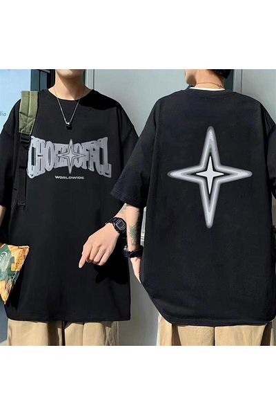 Touz Μαύρο μπλουζάκι Unisex Oversize - εμπρός και πίσω με στάμπα