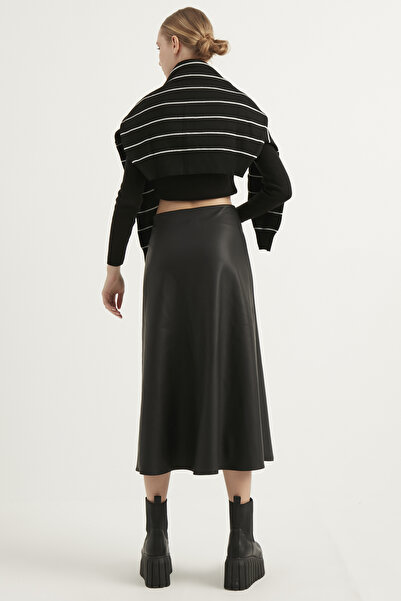 MEECY Γυναικεία Δερμάτινη Φούστα Mevlana Μαύρη