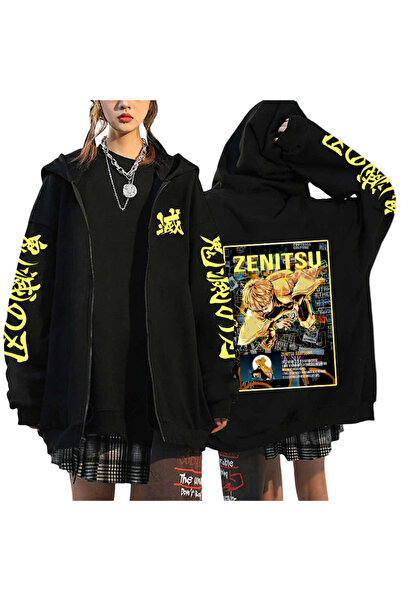 GALASHOP Hoodies Demon Slayer Fermuarlı kapüşonlu Tanjiro Zenitsu Inosuke Mod45