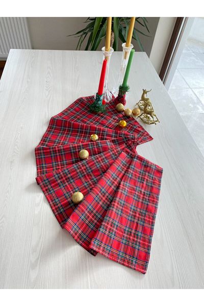 White Alamode Anul Nou Anul Nou Anul Nou Plaid&iscoch Patterned Flat Runner