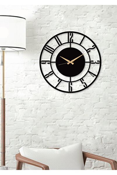 Gowpenart Daktilo Rakamlı Metal Siyah Duvar Saati - Ev / Ofis Saati - Hediye ...