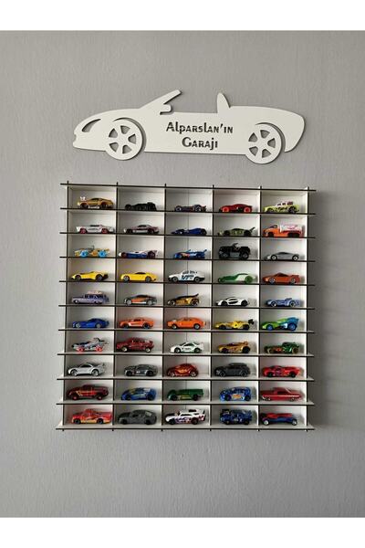 CrDesign Oyuncak Araba Rafı 1/64 Beyaz Renk 50'li