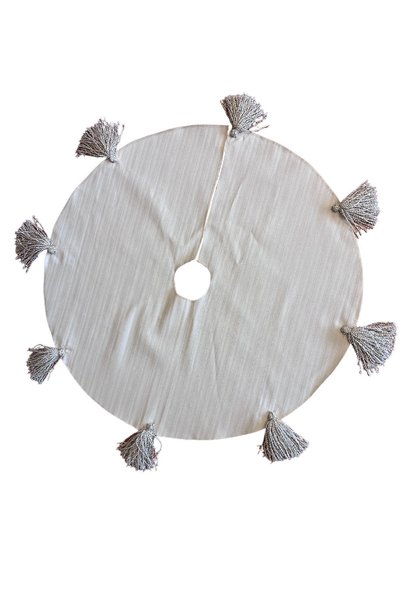 Beige & Stone Acoperire de Crăciun din lemn de pin cu ciucuri cu diametrul de 100 cm